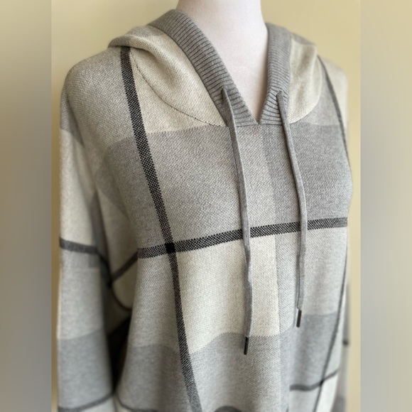 RACHEL RACHEL ROY HOODED GRAY PLAID KNIT SWEATER SZ 2X - Picture 4 of 12